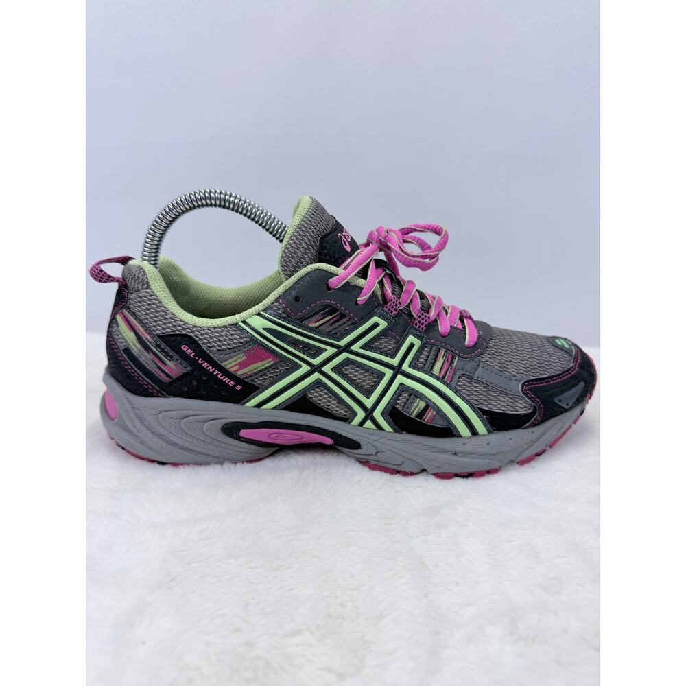 ASICS Gel-Venture 5 Trail Running Shoes Gray Pink Green Womens Size 8 T5N8N